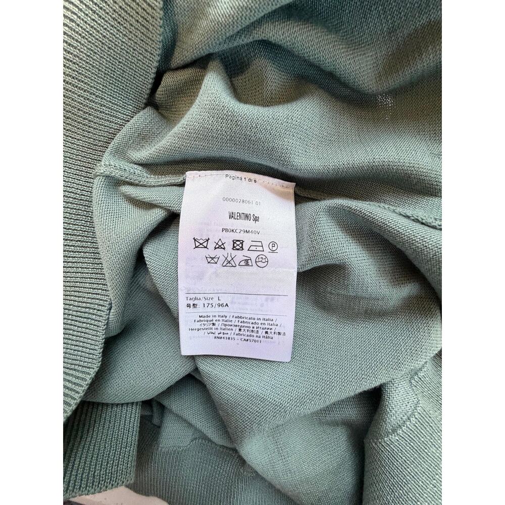 Valentino Sweater Womens Large Green Lace Inset Dolman Tunic Virgin Wool Italy - Picture 10 of 14